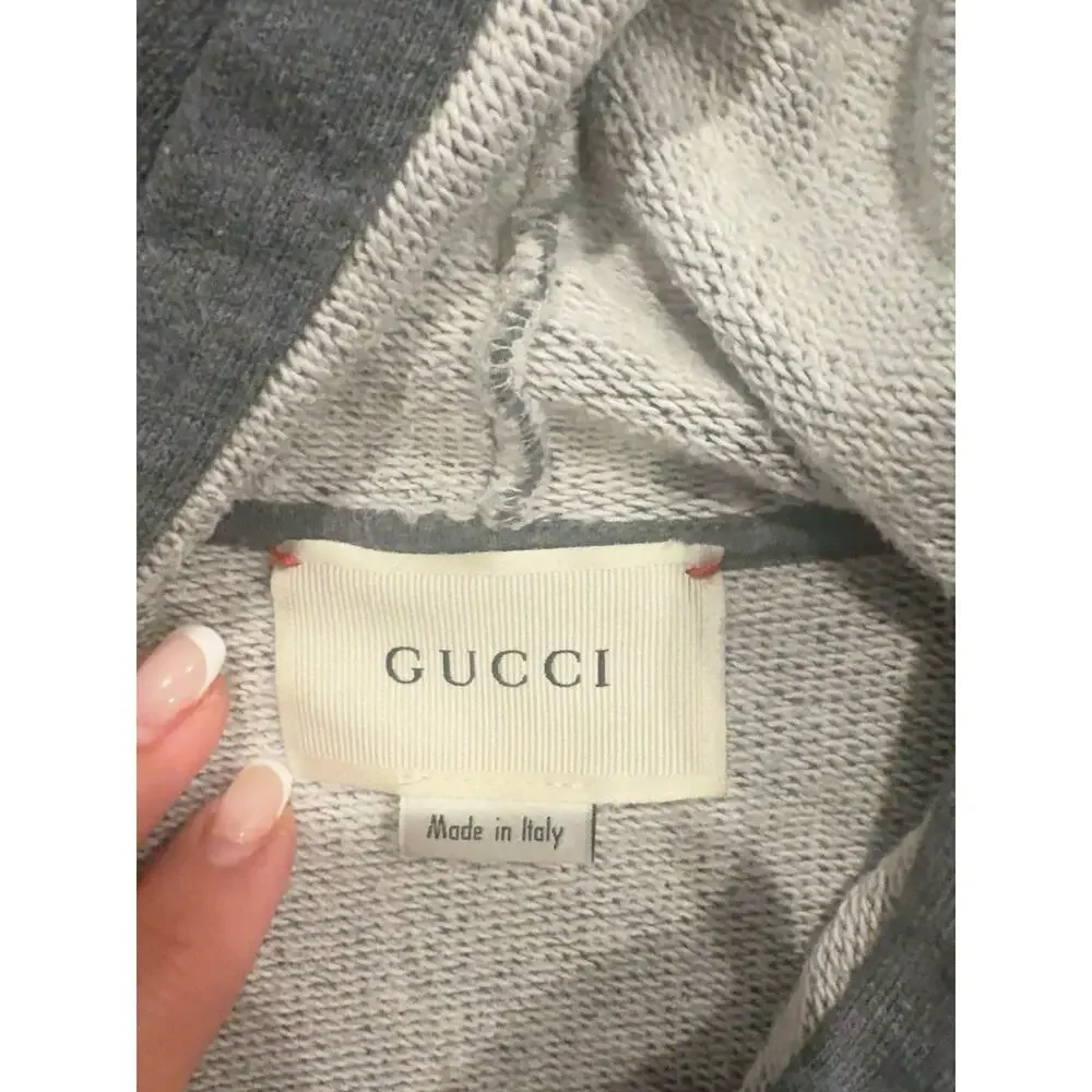 Gucci Kids Web Stripe Logo Tape Zip Hoodie 11/12Y Made in Italy